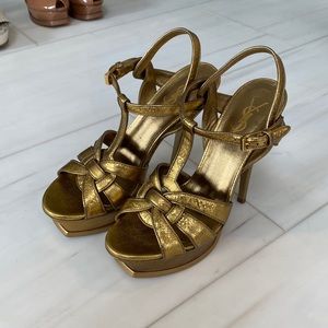 YSL tribute platform sandal in burnished gold - very rare size 38